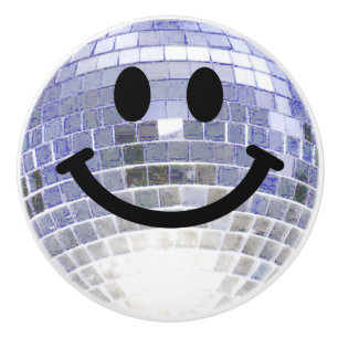 Disco Ball Happy face Ceramic Knob