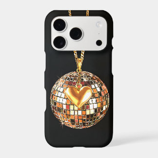 Disco Ball Heart Chain iPhone Case | Y2K Gold