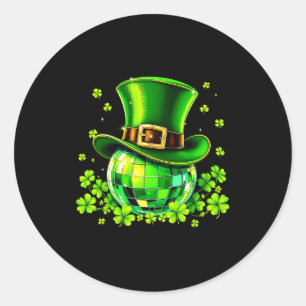 Disco Ball Leprechaun Hat Irish Shamrock St Patric Classic Round Sticker