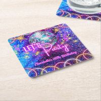 Disco Ball Let's Party Neon Pink Glow Girl Party