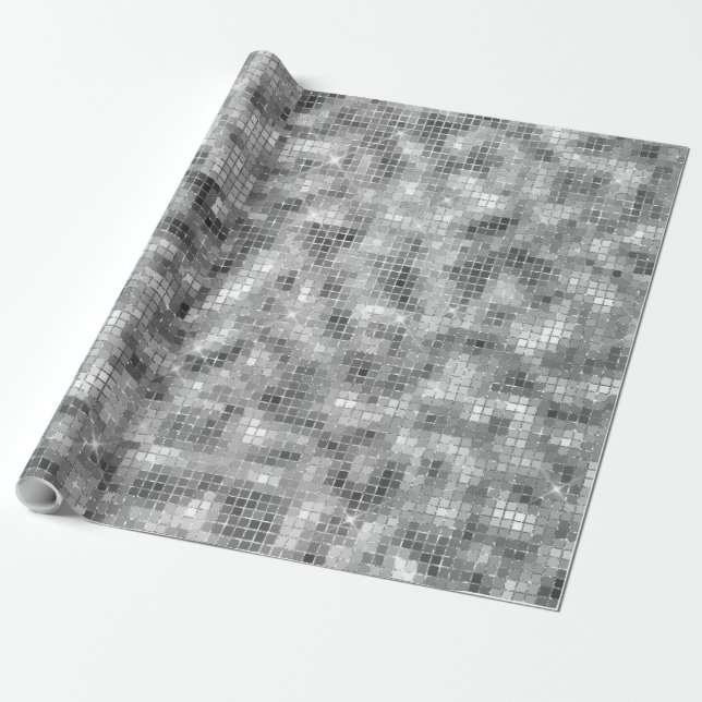 Disco Ball Light Silver Look Wrapping Paper (Unrolled)