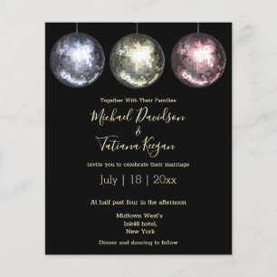 disco ball lights glitters wedding invitation 