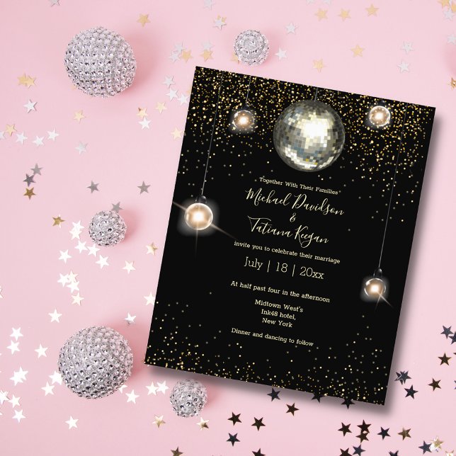  disco ball lights glitters wedding invitation  flyer (Creator Uploaded)
