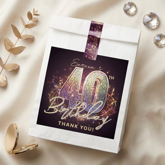 Disco Ball Music Notes Retro 40th Birthday Party Favour Bag (Creator Uploaded)