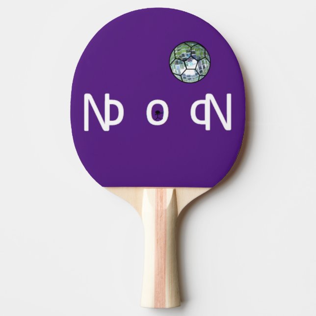 Disco ball on purple Ping Pong Paddle pitch lines (Front)