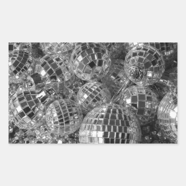 Disco Ball Ornaments Black and White Photo Sticker (Front)
