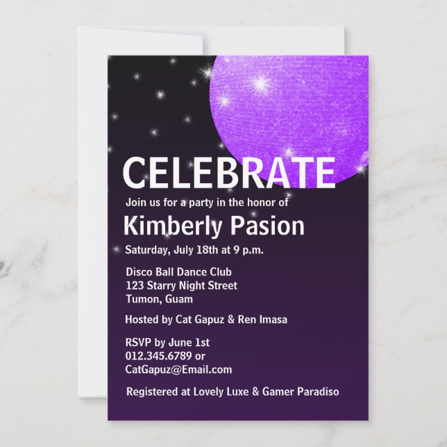 Disco Ball Party Invitations (Front)