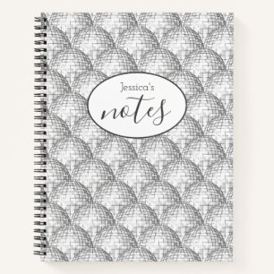 Disco Ball Pattern Custom Name Notebook