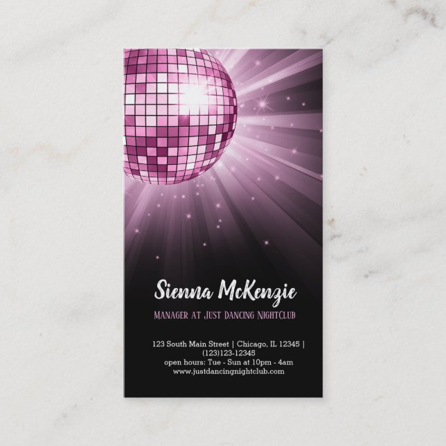 Disco ball pink business card (Front)