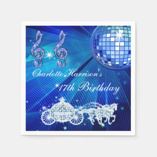 Disco Ball, Princess Coach & Horses 17th Birthday Napkin
