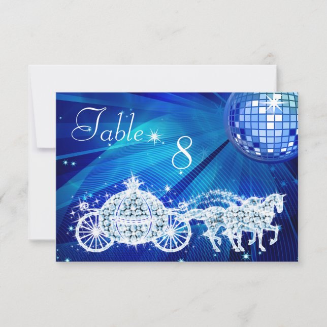 Disco Ball, Princess Coach & Horses Double Sided Invitation (Front)