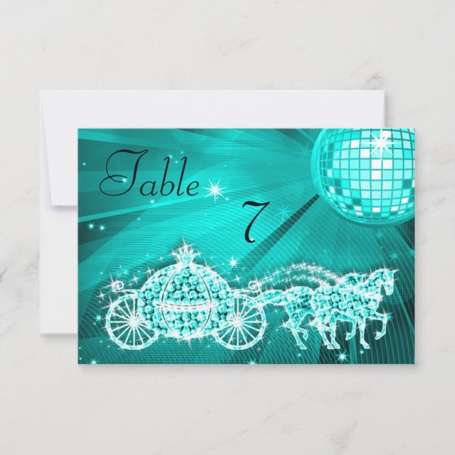 Disco Ball, Princess Coach & Horses Double Sided Invitation (Front)