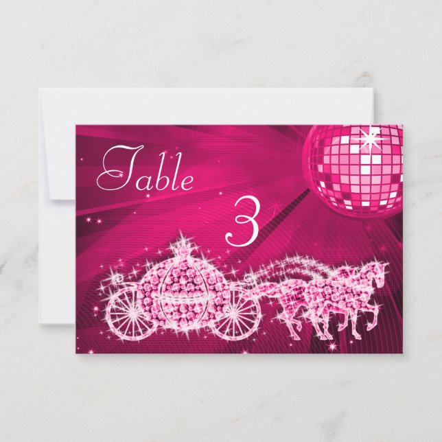 Disco Ball, Princess Coach & Horses Double Sided Invitation (Front)
