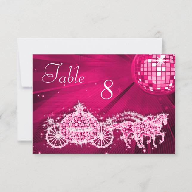 Disco Ball, Princess Coach & Horses Double Sided Invitation (Front)