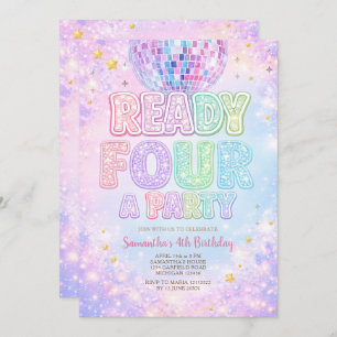 Disco Ball Ready FOUR a party  Birthday Invitation