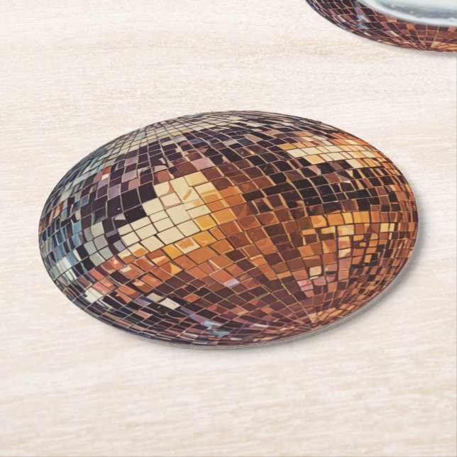 Disco ball round paper coaster (Angled)