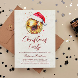 Disco Ball Santa Hat New Year's Eve Party Invitation