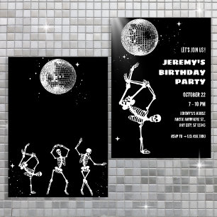 Disco ball skeleton dancing Invitation