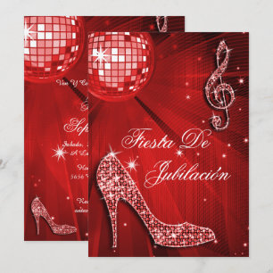 Disco Ball & Sparkle Heels Retirement Invitation