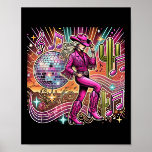 Disco Ball Tattoo Pink Cowboy Cowgirl _1  Poster