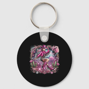 Disco Ball Tattoo Pink Cowboy Cowgirl  Keychain