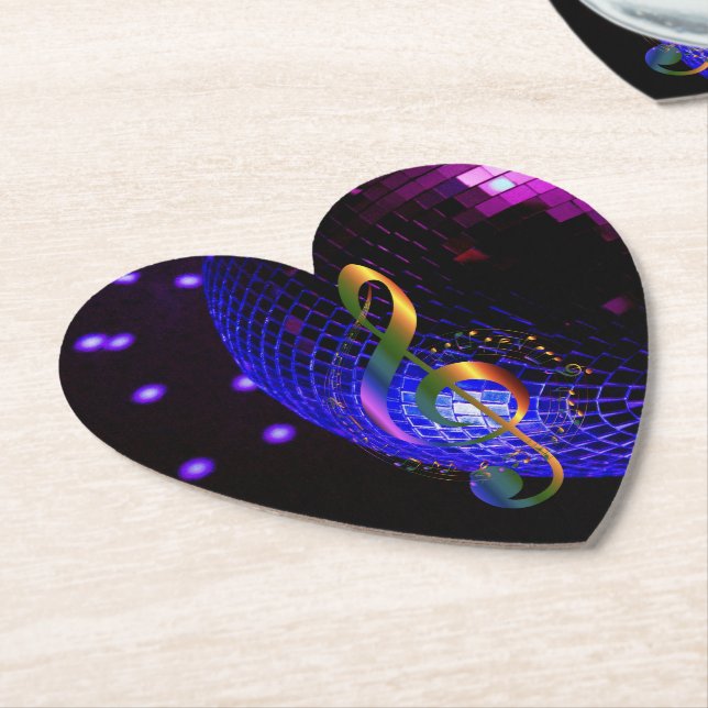 Disco Ball Treble Clef Paper Coaster (Angled)
