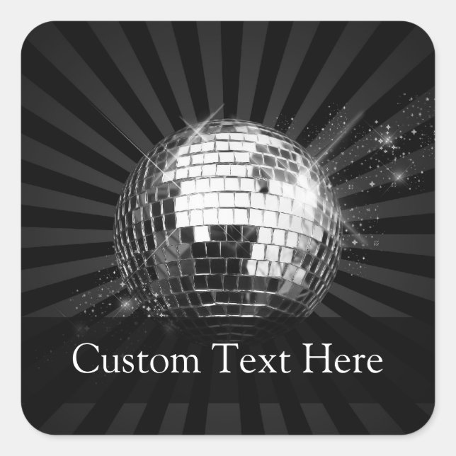 Disco Ball w/Black Background Square Sticker (Front)