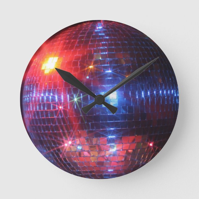Disco ball with laser beams round clock (Front)