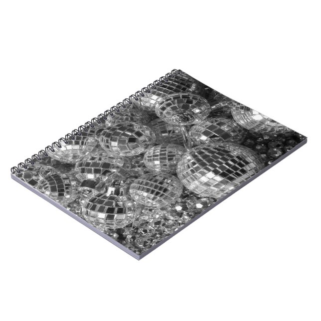 Disco Balls Black and White Photo Notebook (Left Side)