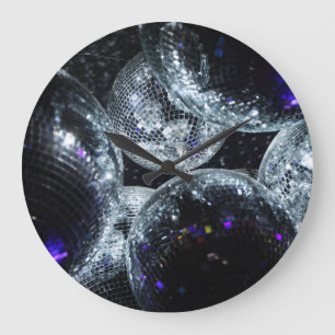 Disco Balls: Dark Party Atmosphere Large Clock