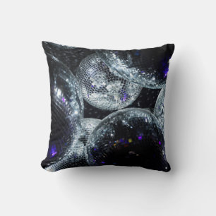Disco Balls: Dark Party Atmosphere Throw Pillow