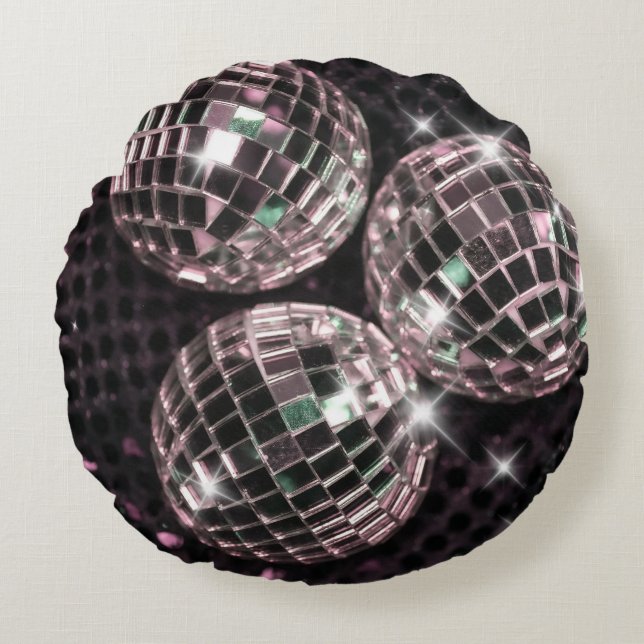 Disco Balls Glam #8 #retro #wall #art Round Pillow (Front)