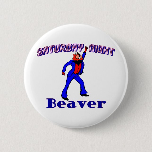 Disco Beaver 2 Inch Round Button (Front)