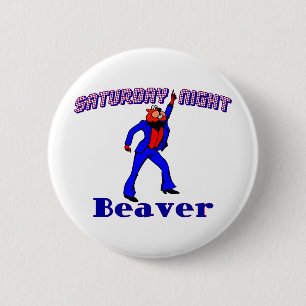 Disco Beaver 2 Inch Round Button