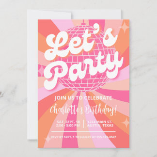 Disco Birthday Invitation Girl, Retro Birthday Dis