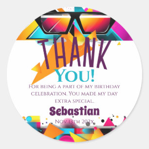 Disco Birthday Party Favour Classic Round Sticker