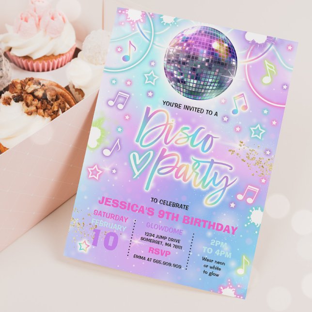 Disco Birthday Party Tie Dye Neon Glow Dance Disco Invitation (Creator Uploaded)