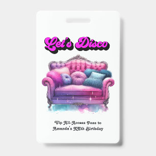 Disco Birthday Party VIP Pass – Let’s Disco Party Badge