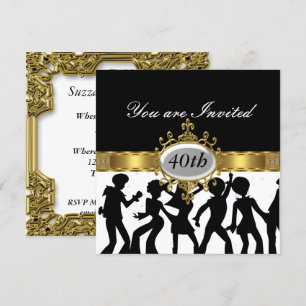 Disco Black  Birthday Party Glamour Invitation