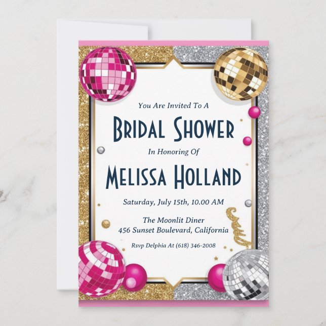 disco bridal shower invitation (Front)