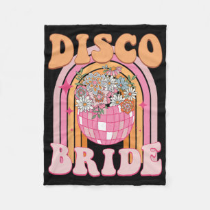 Disco Bride Bridesmaid Retro Rainbow Bachelorette Fleece Blanket