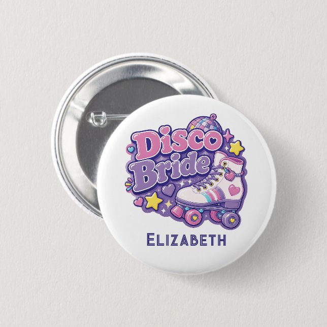 Disco Bride Y2K Bachelorette Party 2 Inch Round Button (Front & Back)