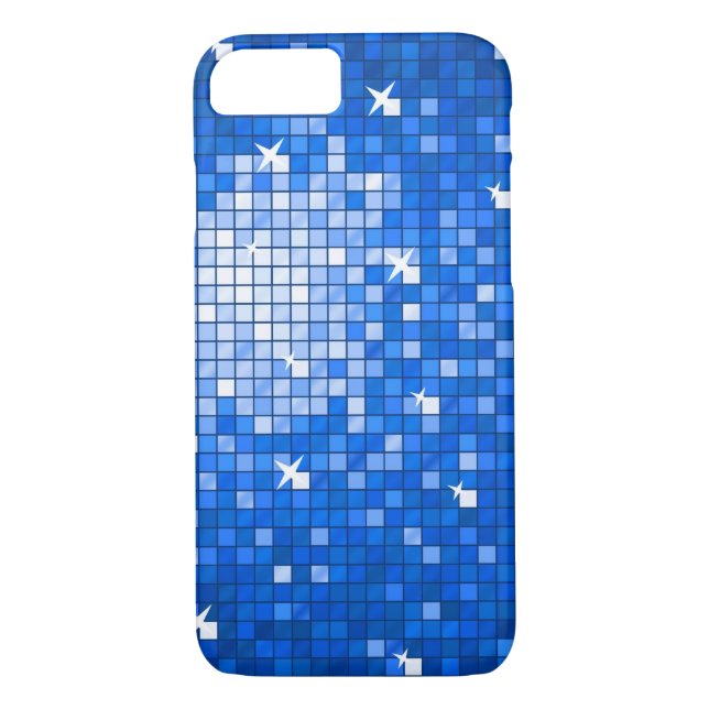 Disco Carreaux bleu foncé iPhone 7 coque (Dos)