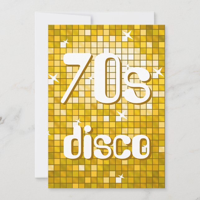 Disco Carreaux "Or" les années 70 Invitation Disco (Devant)