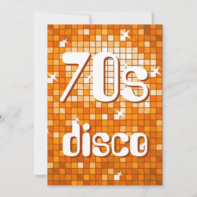 Disco Carreaux Orange les années 70 Invitation Dis (Devant)