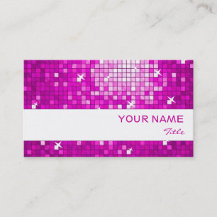 Disco Carreaux rose carte de visite rayures blanch