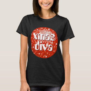 Disco Carreaux Rouge 'xmas diva' t-shirt femme noi