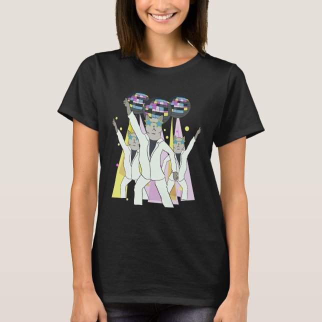 Disco Cat Kitten Party   EDM Music Rave Techno T-Shirt (Front)