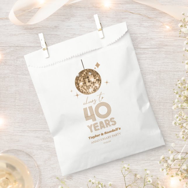Disco Cheers 40 Years Wedding Anniversary Party Favour Bag (Clipped)