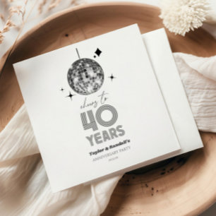 Disco Cheers 40 Years Wedding Anniversary Party Napkin